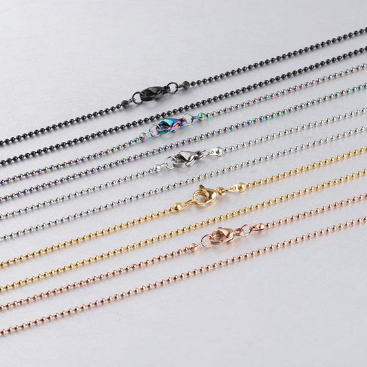 Stainless Steel Round Bead Chain Wave Chain DIY Pendant Jewelry with Chain Lobster Buckle Necklace 45cm
