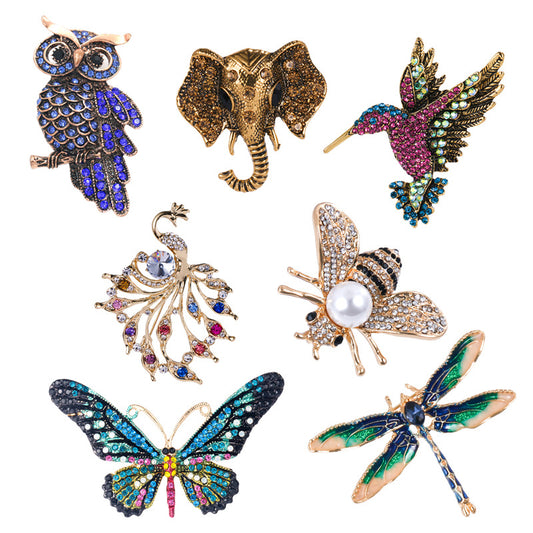 Frog Brooch New Owl Brooch Dragonfly Butterfly Enamel Brooch Peacock Animal Pin, Apparel Accessories