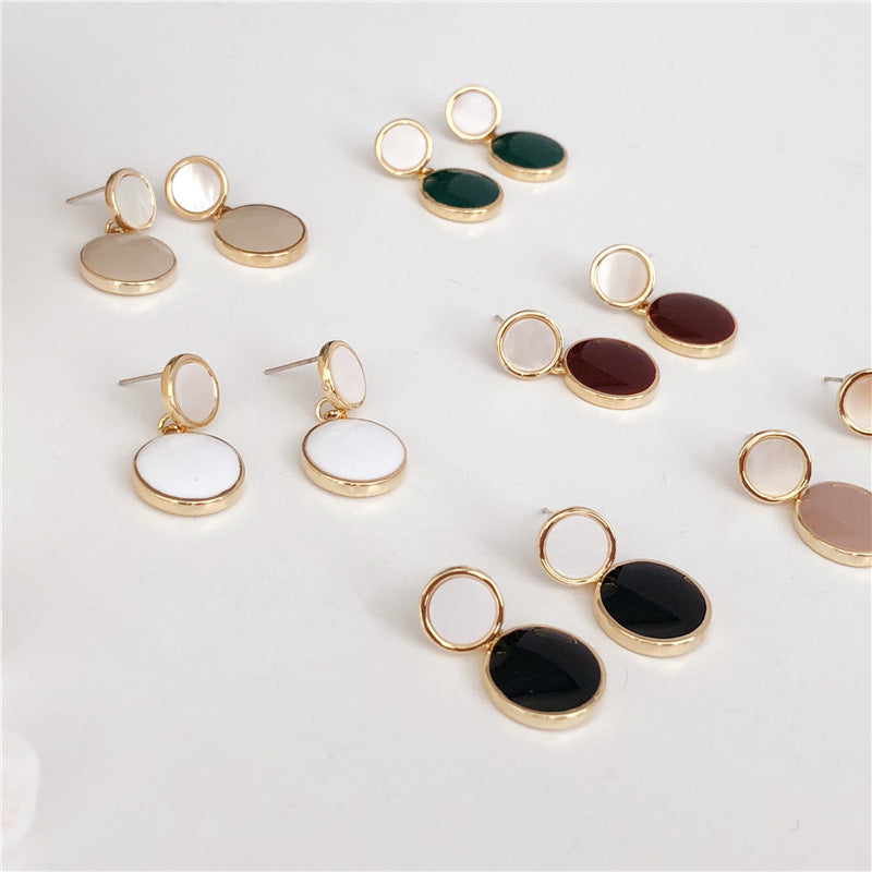 S925 Silver Needle Natural Shell Earrings, Drop Glaze Earrings Femininity Korean Cold Wind Earrings Earrings