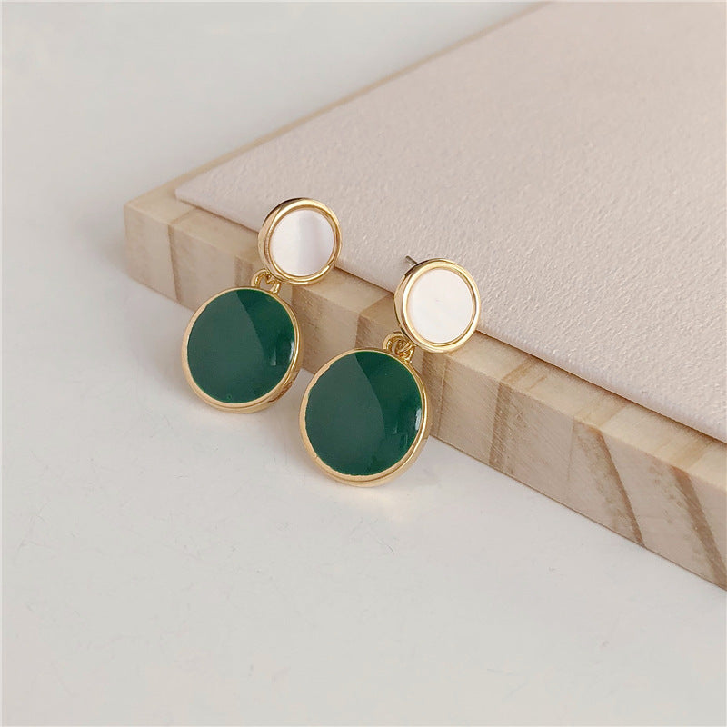 S925 Silver Needle Natural Shell Earrings, Drop Glaze Earrings Femininity Korean Cold Wind Earrings Earrings