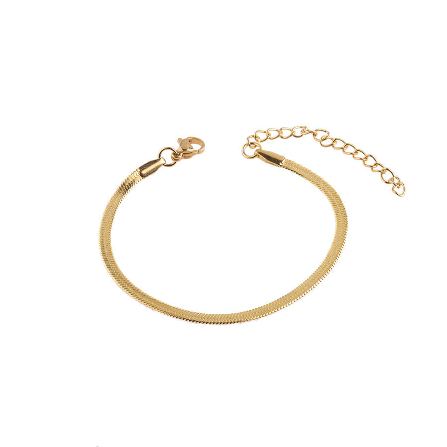Furnace Real Gold Stainless Steel Flat Snake Bone Chain Bracelet Jewelry Accessories DIY Snake Chain Basic Blade Chain