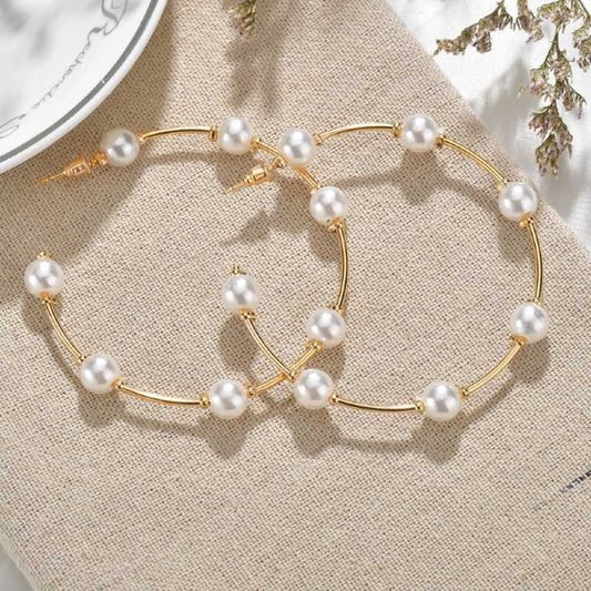 New Big Circle Creative Retro Pearl Earrings Pearl Oversized Earrings Circle Earrings Women