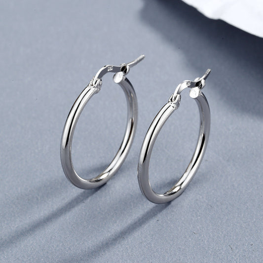 Earrings Korea, Temperament 925 Sterling Silver Simple Personality Geometric Hollow Ring Circle Earrings Earrings Ear Buckle Earrings