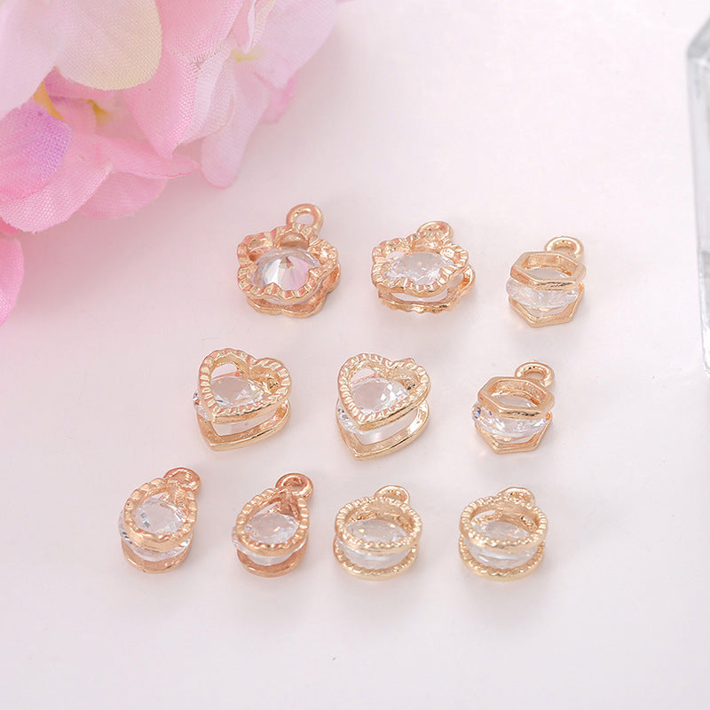 Zircon Inlaid with Hanging Claws Diamond Small Pendant Geometric DIY Handmade Earrings Necklace Pendant Headgear Accessories