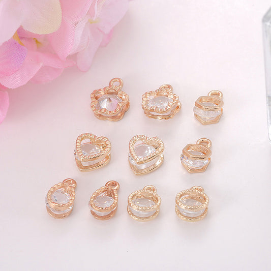 Zircon Inlaid with Hanging Claws Diamond Small Pendant Geometric DIY Handmade Earrings Necklace Pendant Headgear Accessories