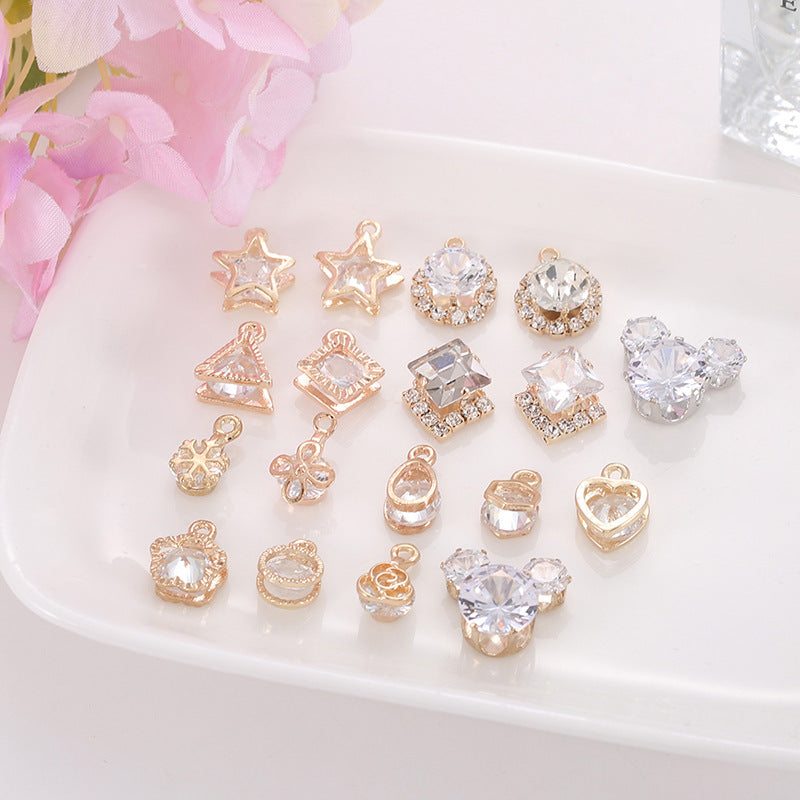 Zircon Inlaid with Hanging Claws Diamond Small Pendant Geometric DIY Handmade Earrings Necklace Pendant Headgear Accessories