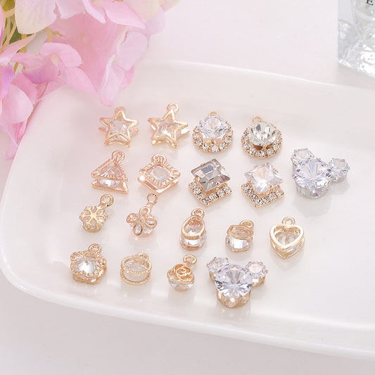 Zircon Inlaid with Hanging Claws Diamond Small Pendant Geometric DIY Handmade Earrings Necklace Pendant Headgear Accessories