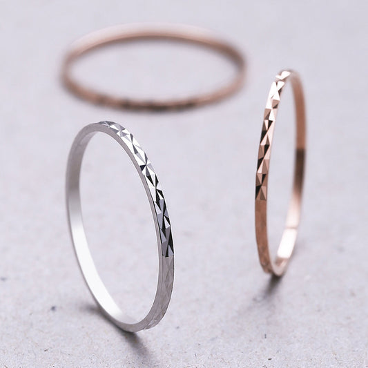 S925 Sterling Silver Ring Women's Car Flower Simple Line Ring Japanese and Korean Women's Ring Thin Tail Ring Hand Jewelry Gypsy Ring