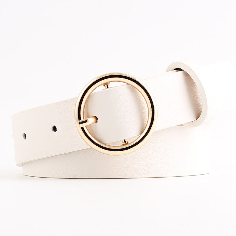 New Round Imitation Leather Belt, Women's Personalized Pu Belt, Casual Round Buckle Belt, Pin Buckle Belt.