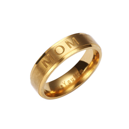 Jewelry New MOM Letter Ring Titanium Steel Ring Holiday Gift Couple Ring Manufacturer Wholesale Ring