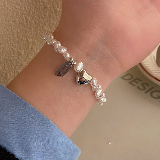 Personality Sweet Cool Baroque Pearl Love Bracelet Fashion Temperament Lucky Lucky Hang Tag Bracelet Personality Jewelry