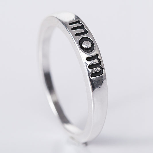 Europe and The United States Popular MOM Mother DAD Ring Alloy Silver-plated Jewelry, Mother's Day Gift Jewelry