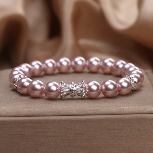 Lilac Aurora Pearl Bracelet Women's New Light Luxury Niche High-end Zircon Bow Temperament Bracelet Wholesale