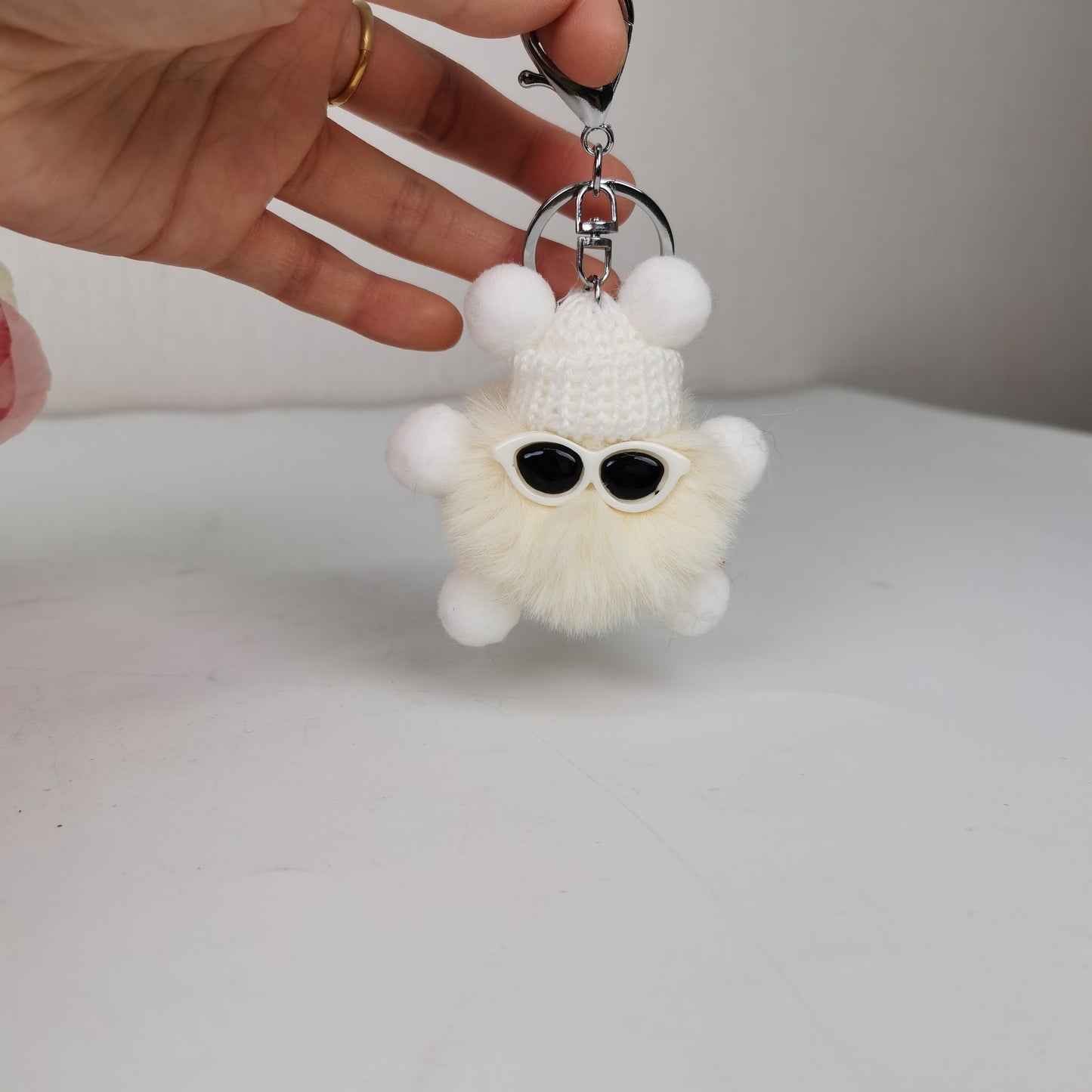 Glasses Coal Bulb Keychain Pendant Cartoon Doll Car Keychain Colored Plush Elf Bag Pendant