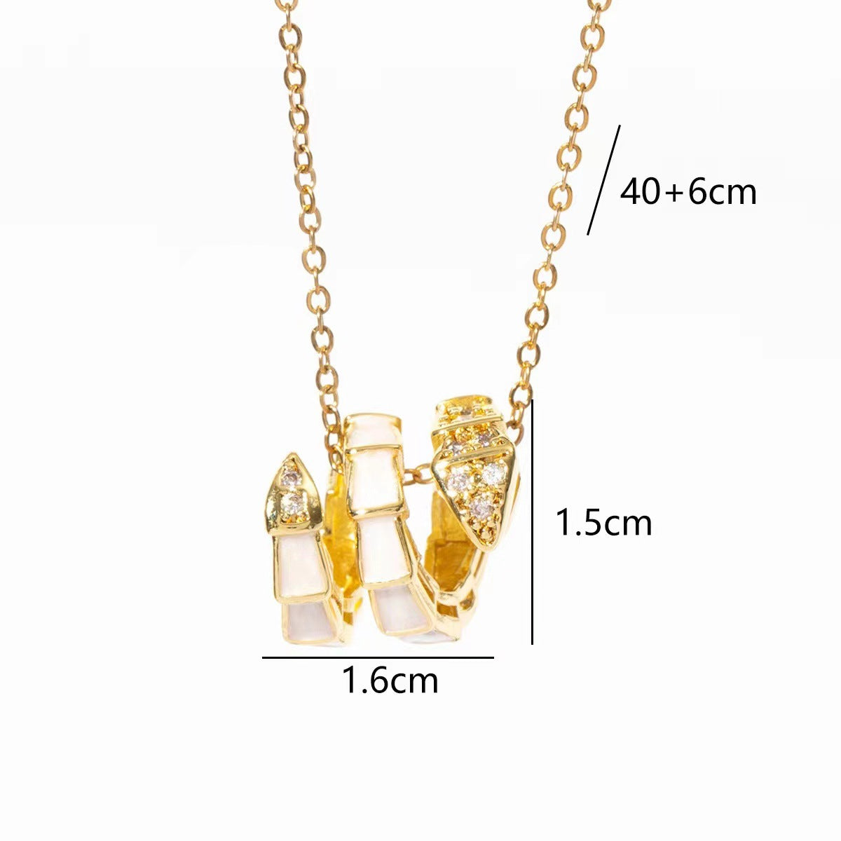 Europe and The United States Exquisite Full Diamond Snake Bone Necklace Light Luxury Temperament Design High Sense Copper Plated 18k Gold Collarbone Chain Women