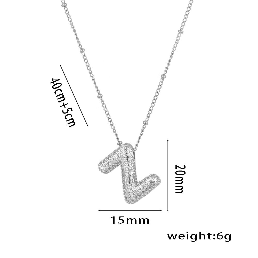New European and American Micro-inlaid Zircon 26-letter Pendant Necklace Copper-plated 18K Gold Fashion Versatile Classic Jewelry