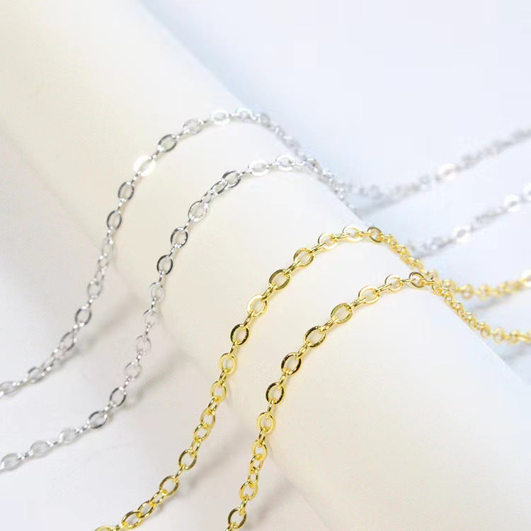 Flat O-shaped Necklace Plain Chain Single with Versatile Handmade DIY Niche Ins Style Personalized Versatile with Hip-hop Snake Bone Chain