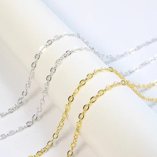 Flat O-shaped Necklace Plain Chain Single with Versatile Handmade DIY Niche Ins Style Personalized Versatile with Hip-hop Snake Bone Chain