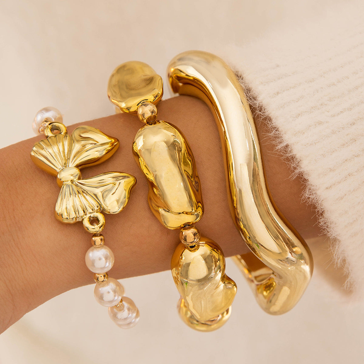 Multi-layer Line Winding Geometric Opening Bracelet Punk Style Bracelet