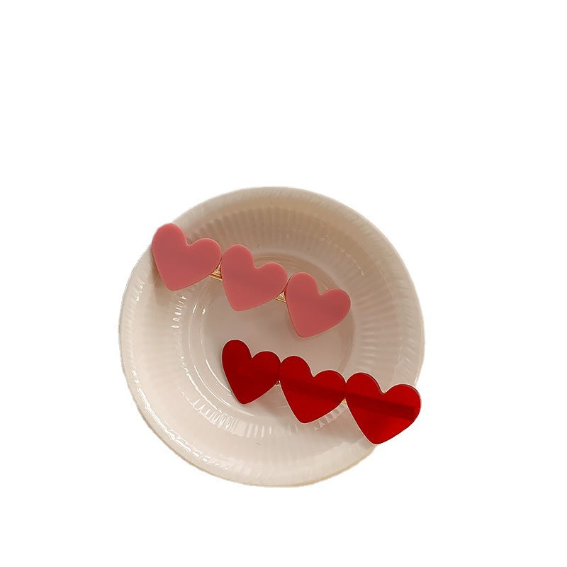 Korean Red Love Acetic Acid Hairpin Edge Clip Cute Bangs Broken Hair Side Duck Bill Hairpin Gentle Clip Headdress