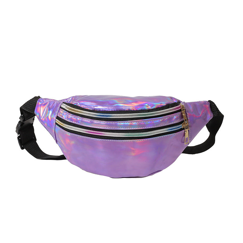 New Summer Men and Women Laser Fanny Pack Outdoor Glossy Sports Breast Bag Multi-functional Messenger Bag