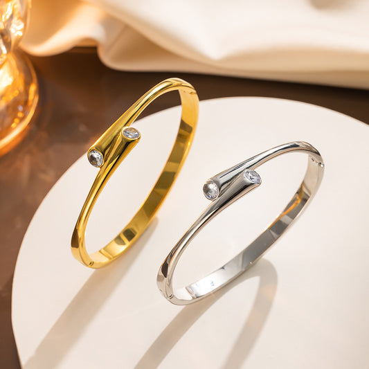 Titanium Steel Extremely Simple Bracelet Hot Sale Advanced Sensor Vacuum Furnace Electroplating Glossy Stainless Steel Bracelet