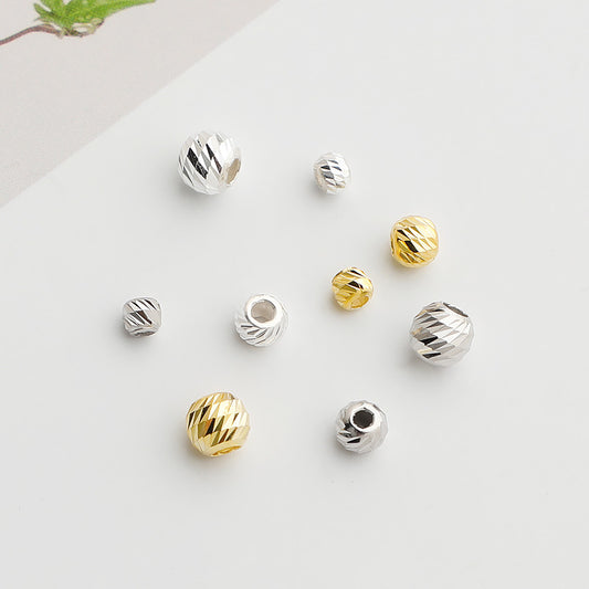 S925 Sterling Silver Seiko Car Flower Bead Partition Twill Bead DIY Beaded Bracelet Necklace Round Bead Loose Bead Jewelry Accessories