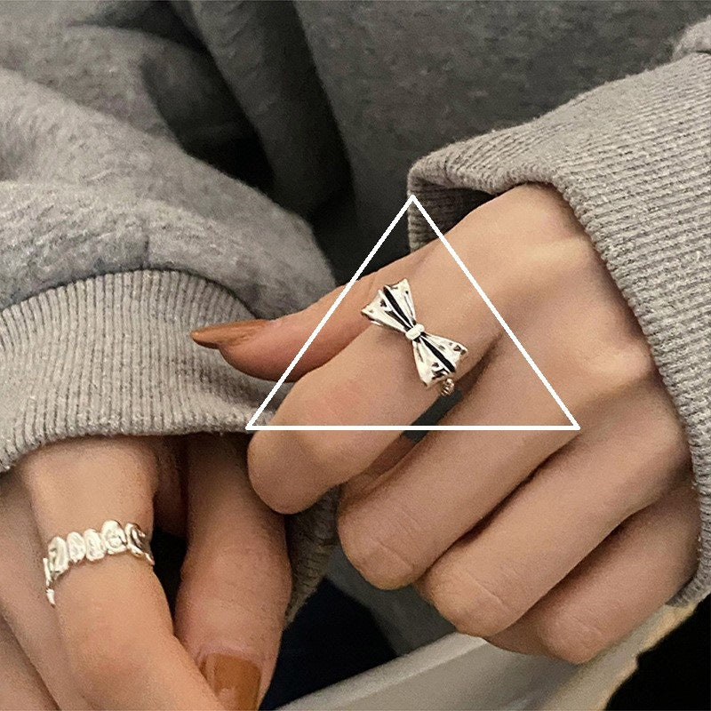 Korean Version of S925 Sterling Silver Niche Design Irregular Simple Plain Ring Female Stacking Wearing Hipster Ring Cold Wind