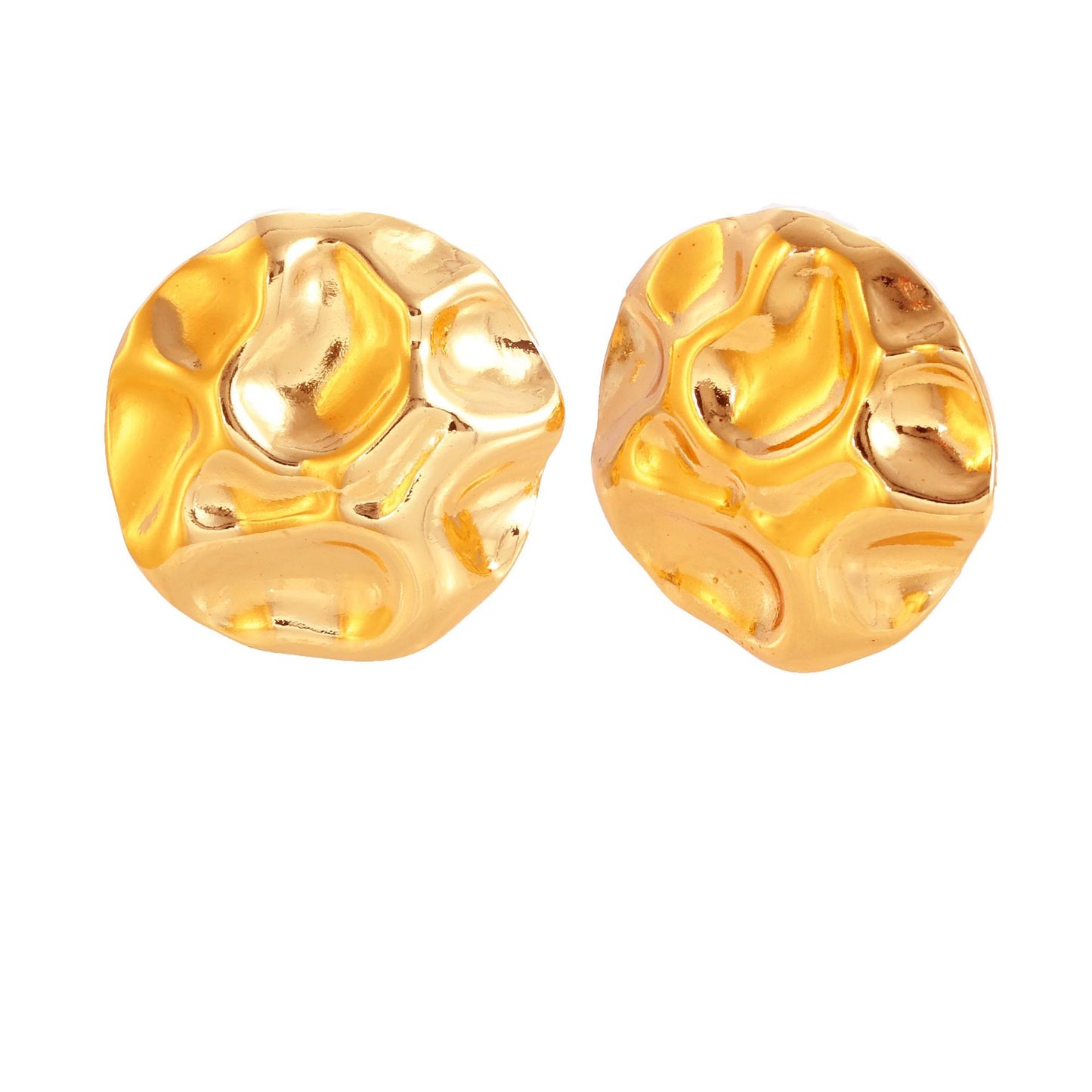 Exaggerated Titanium Steel Round Earrings Gold 18K Gold Light Luxury Earrings Fashion High Sense Love Earrings