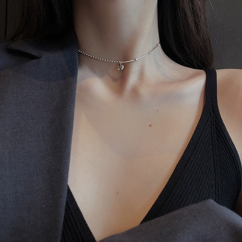 925 Silver Love Necklace Women's Summer High Sense Design Sense Niche Light Luxury Collarbone Chain Neck Chain