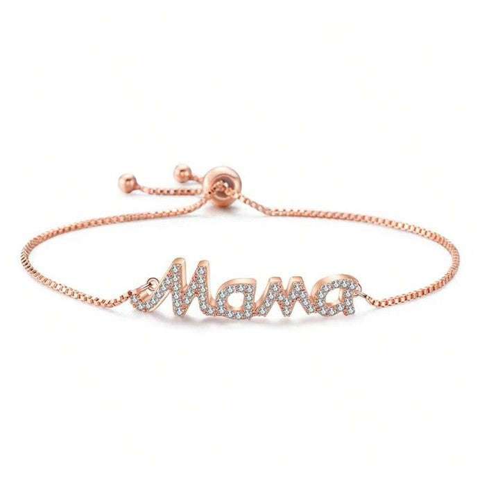 Fashion Mom Letter Creative Japanese and Korean Bracelet Zircon Premium Summer New Zipper Jewelry Women