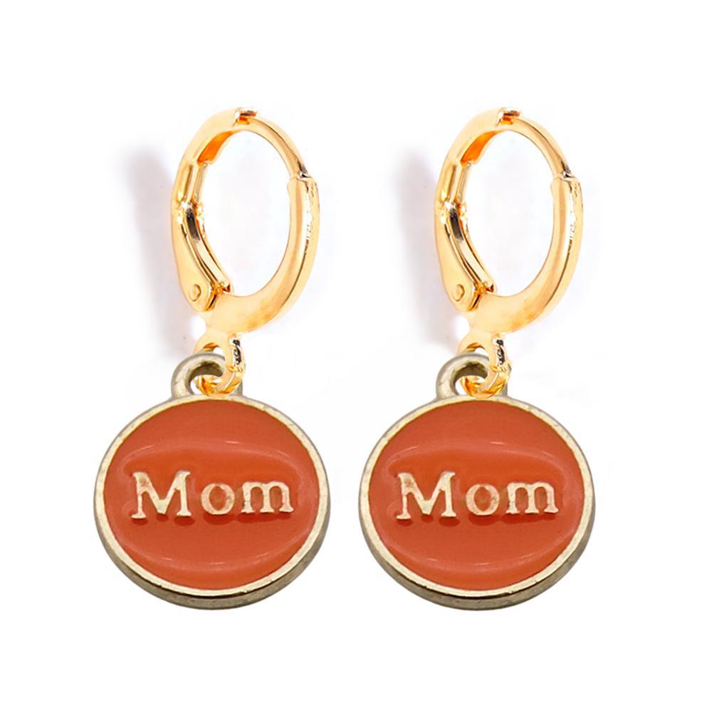 Alloy Drip Pendant Round Double-sided Mom18x14mm Series Earrings