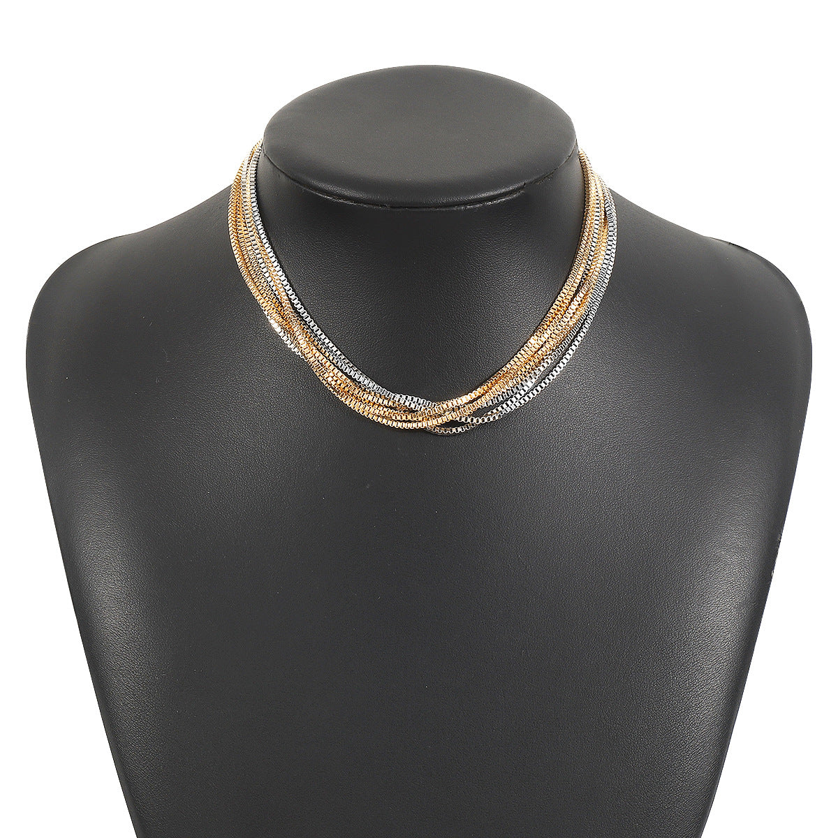 Hot-selling Twist Three-color Twist Necklace, Simple Temperament Niche Multi-layer Chain Stacked Choker