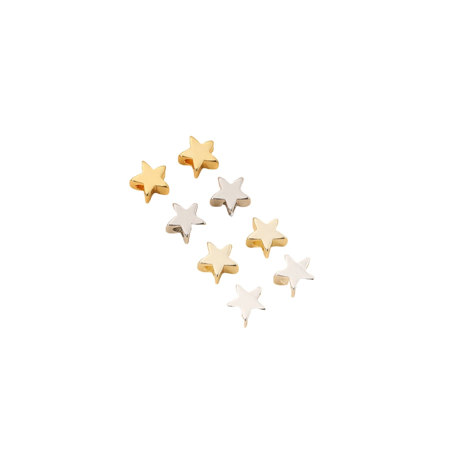 Copper-plated Real Gold 14K Gold-wrapped Pentagram Bead Spacer Small Star Through-hole Loose Bead DIY Handmade String Jewelry Earrings Material