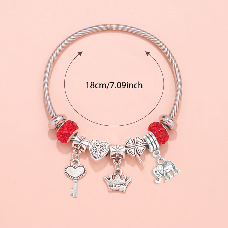 Explosive DIY Pink Love Pendant Bracelet Light Luxury Point Diamond Jewelry Temperament Versatile Bracelet Wholesale
