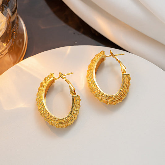 Hot-selling new product niche design copper-plated 18K gold hollow geometric earrings fashionable retro earrings women