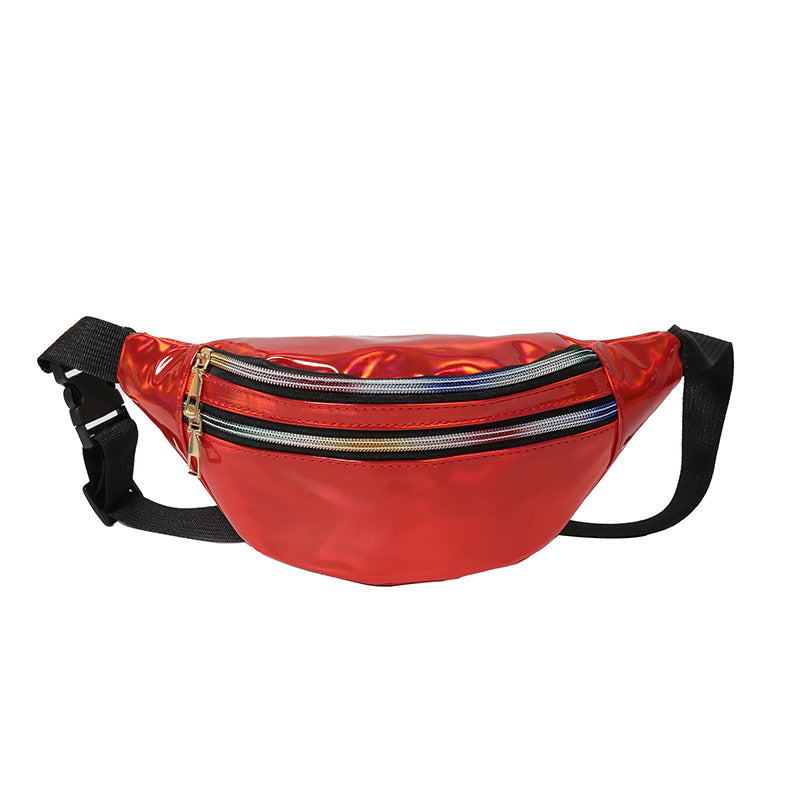 New Summer Men and Women Laser Fanny Pack Outdoor Glossy Sports Breast Bag Multi-functional Messenger Bag