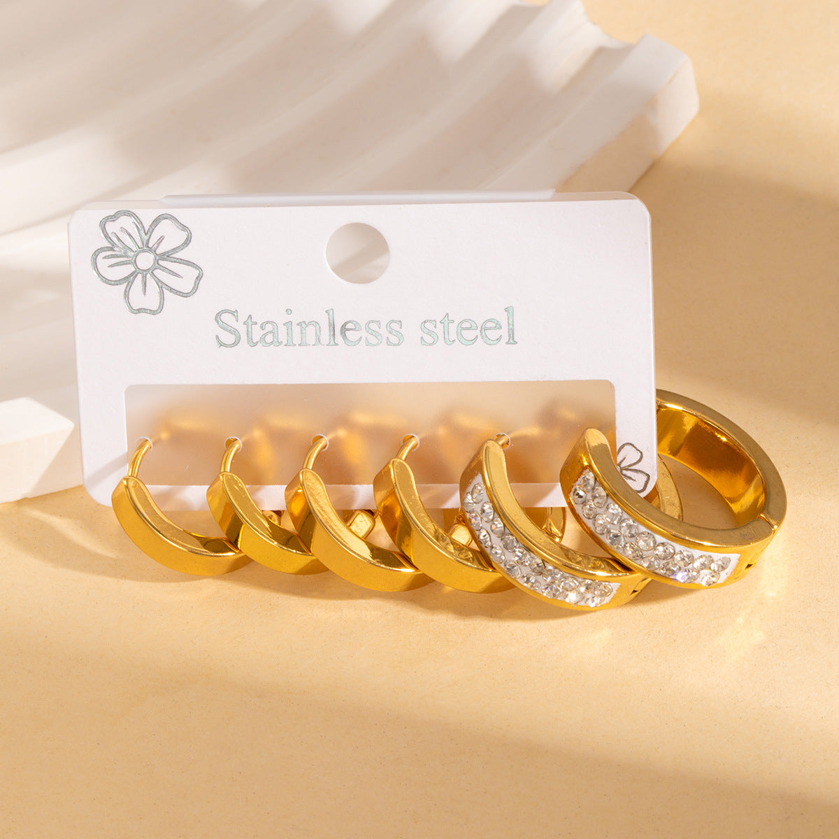 304 Stainless Steel Earrings Set Gold Non-fading Earrings Women's Earrings