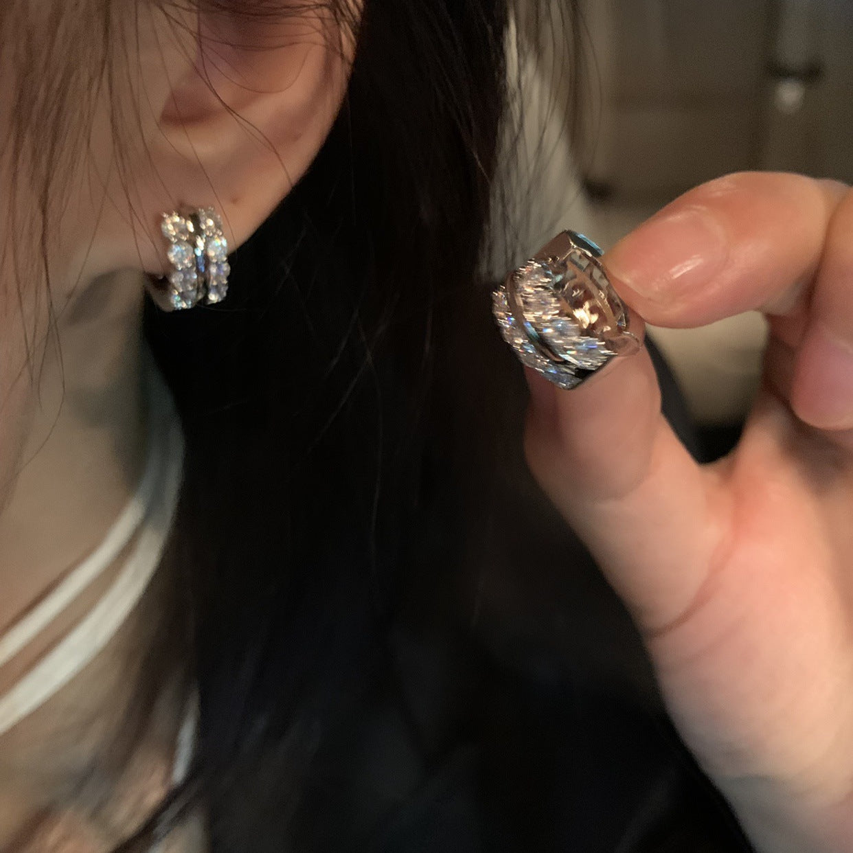 925 Silver Needle Pearl Zircon Earrings Women's High-end Sense Niche Temperament Cold Wind Mori Earrings Ear Jewelry Wholesale