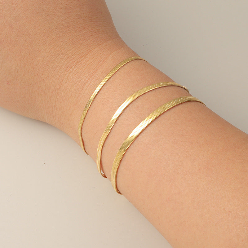 Furnace Real Gold Stainless Steel Flat Snake Bone Chain Bracelet Jewelry Accessories DIY Snake Chain Basic Blade Chain