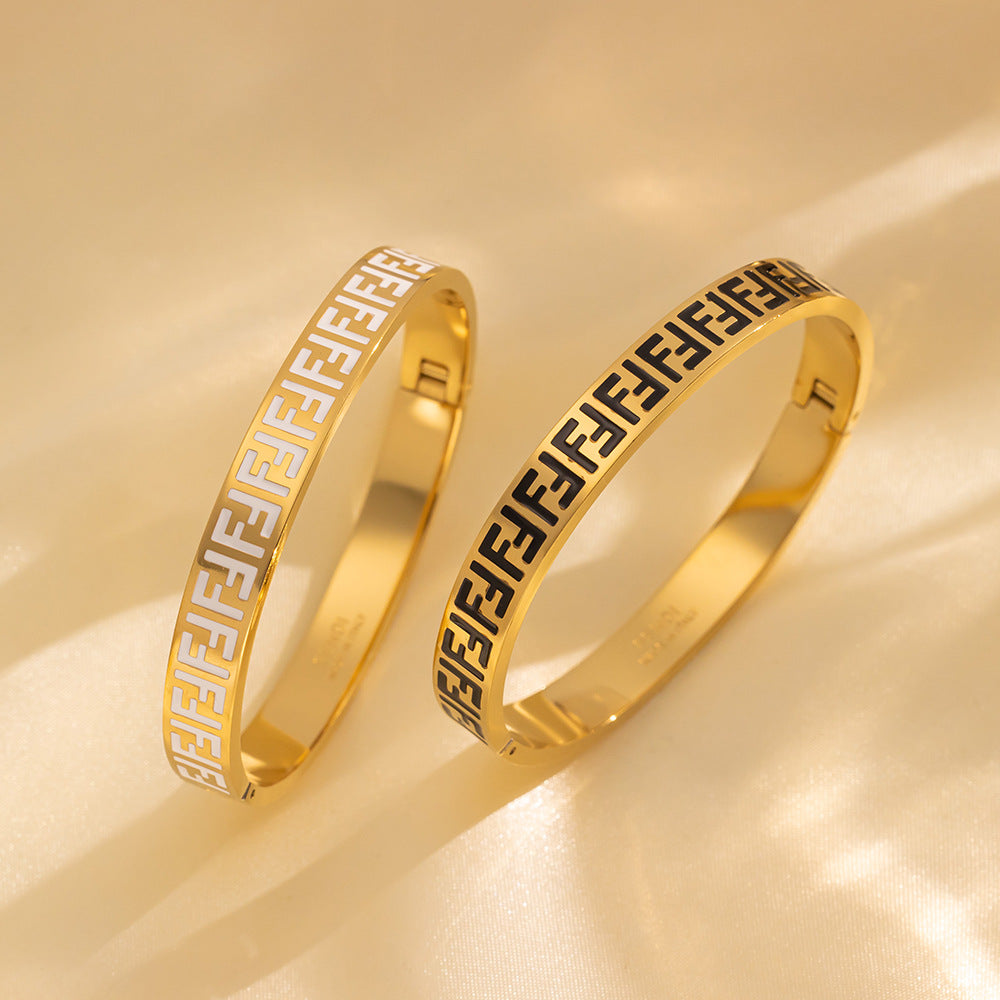 F Letter Gypsy Star Bracelet Women's Light Luxury Classic Retro Brass Bracelet
