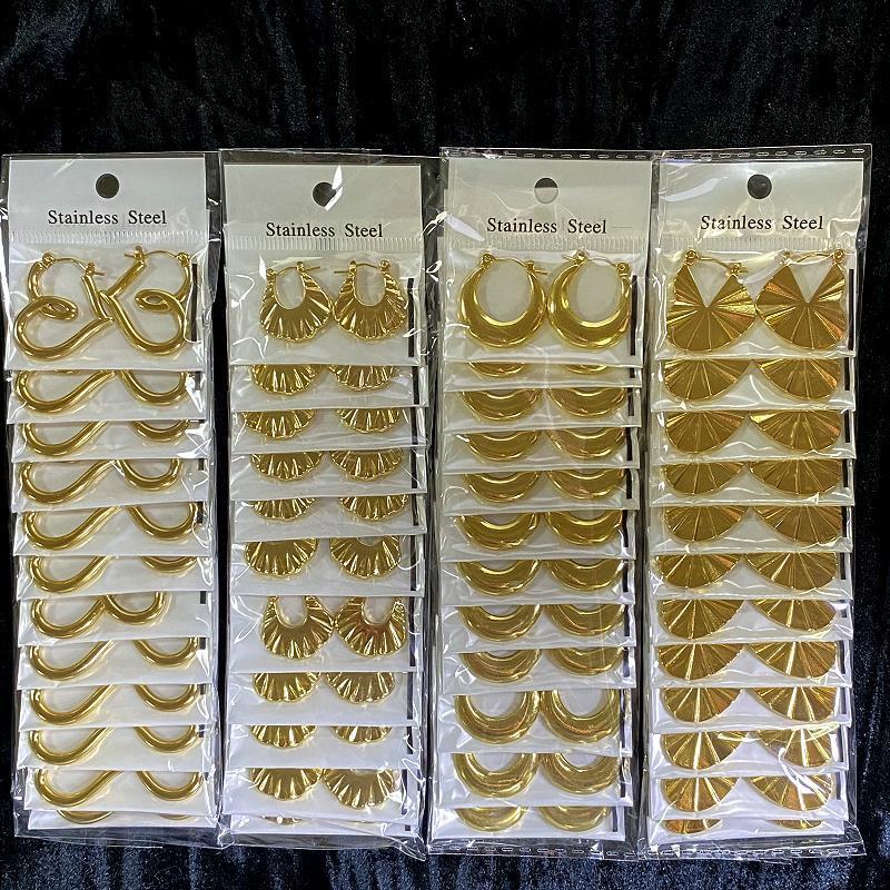 18K Gold Plated Stainless Steel Earrings Geometric Irregular Minimalist Temperament Earrings