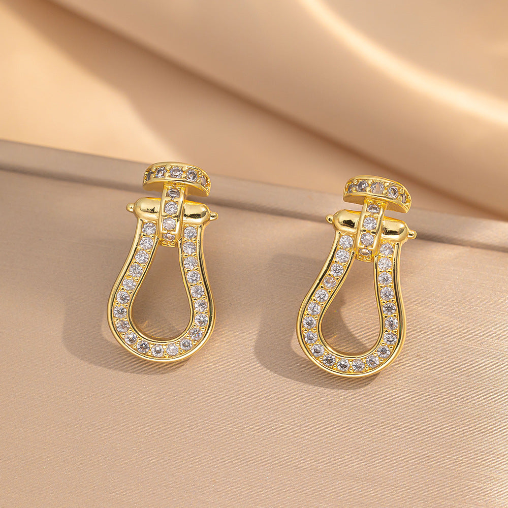 [Set] European and American Popular Horseshoe Buckle Necklace Women's Versatile Micro-inlaid Niche Light Luxury Heavy Industry Collarbone Chain Batch