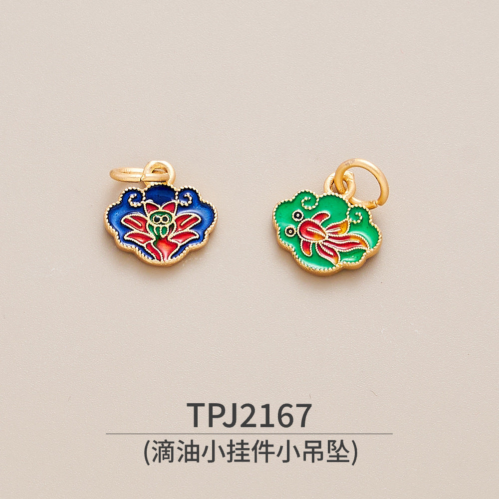Copper, Ancient Gold, Color-preserving Dripping Oil, Small Pendant, Small Pendant, National Style Bracelet, Bracelet, Jewelry Accessories, Peace Talisman, Lucky Character