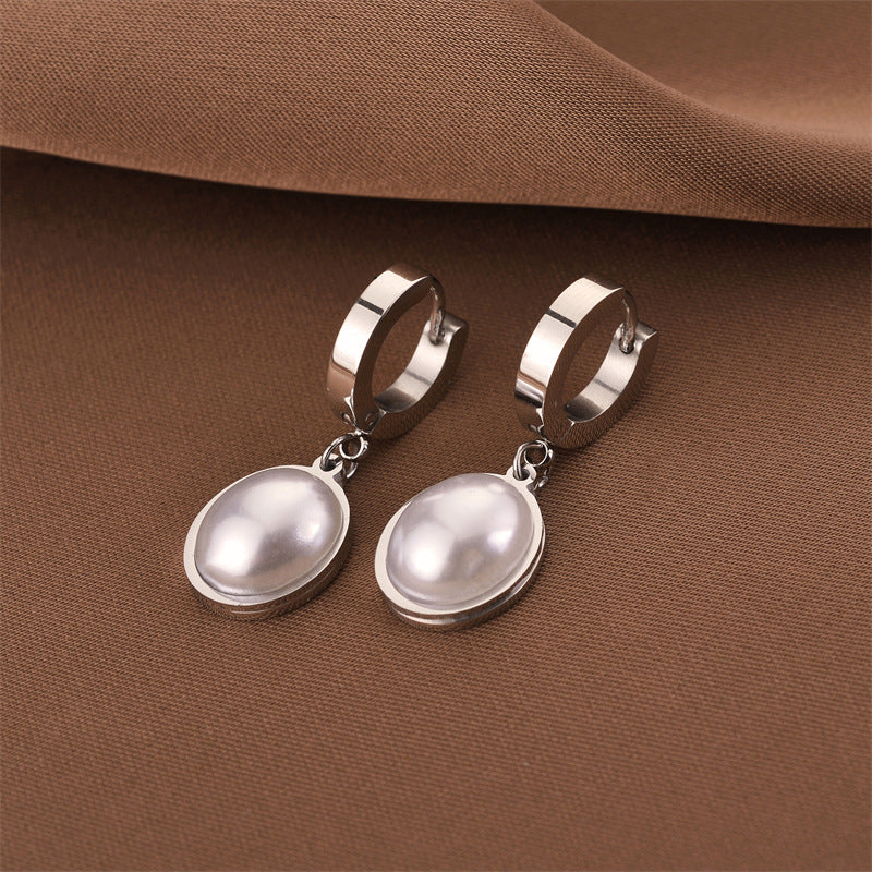 Fashion Titanium Steel Does Not Fade Short Ear Buckle Simple Geometric Rose Gold Earrings Stud Earrings