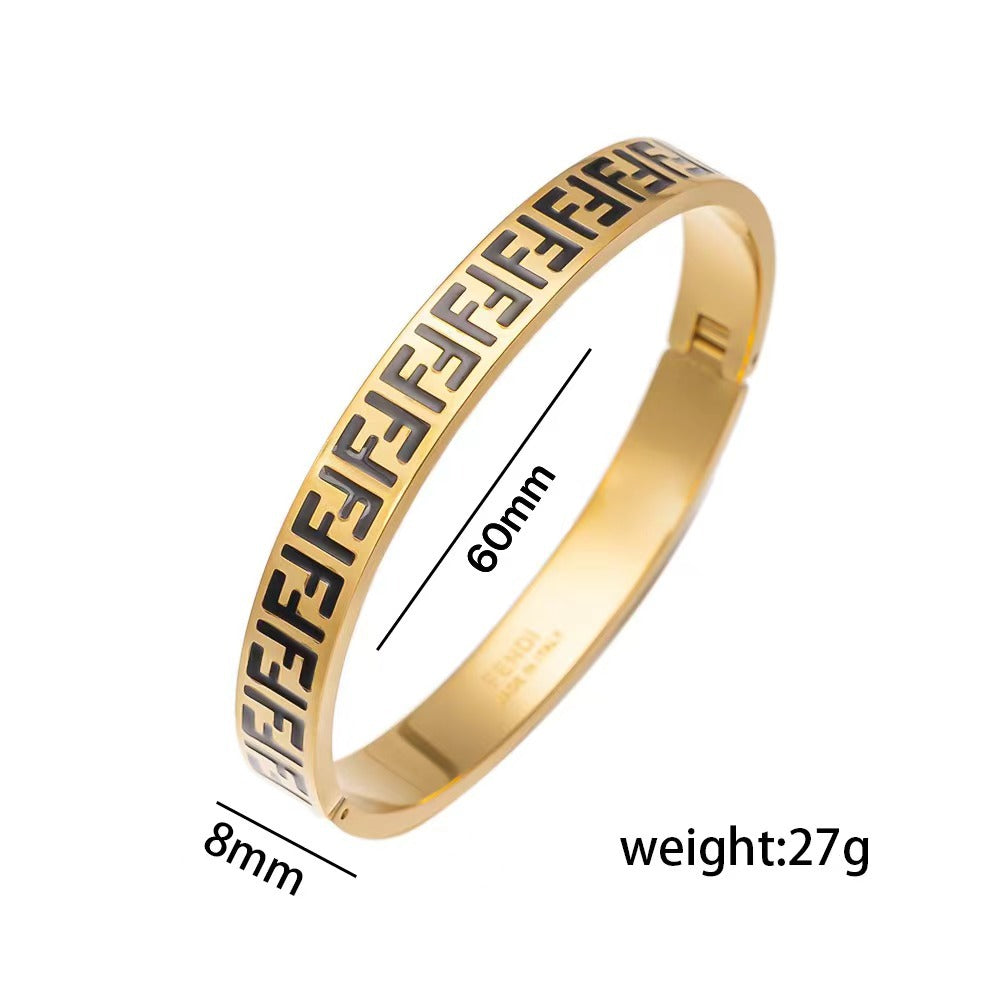 F Letter Gypsy Star Bracelet Women's Light Luxury Classic Retro Brass Bracelet