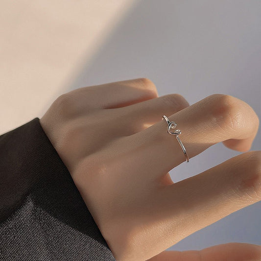 925 Silver Hollow Love Ring Ins Simple Niche Design Ring Fashion Personality Light Luxury Open Ring Wholesale