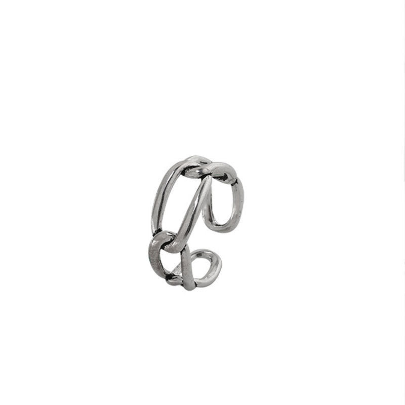 925 Sterling Silver Ring Retro Thai Silver Love English Letter Hollow Index Finger Ring Niche Design Cold Wind Light Luxury