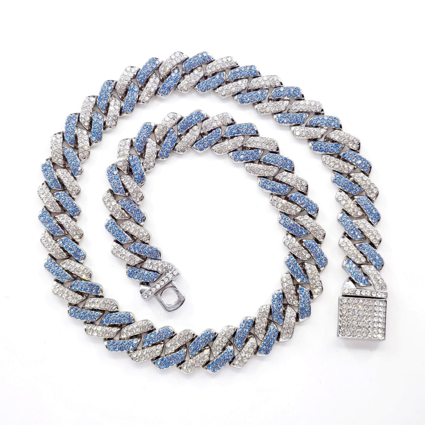 European and American Alloy Cuban Chain Full Diamond High Quality 14mm Rhombus Full Diamond Men's Hip Hop Wind Necklace