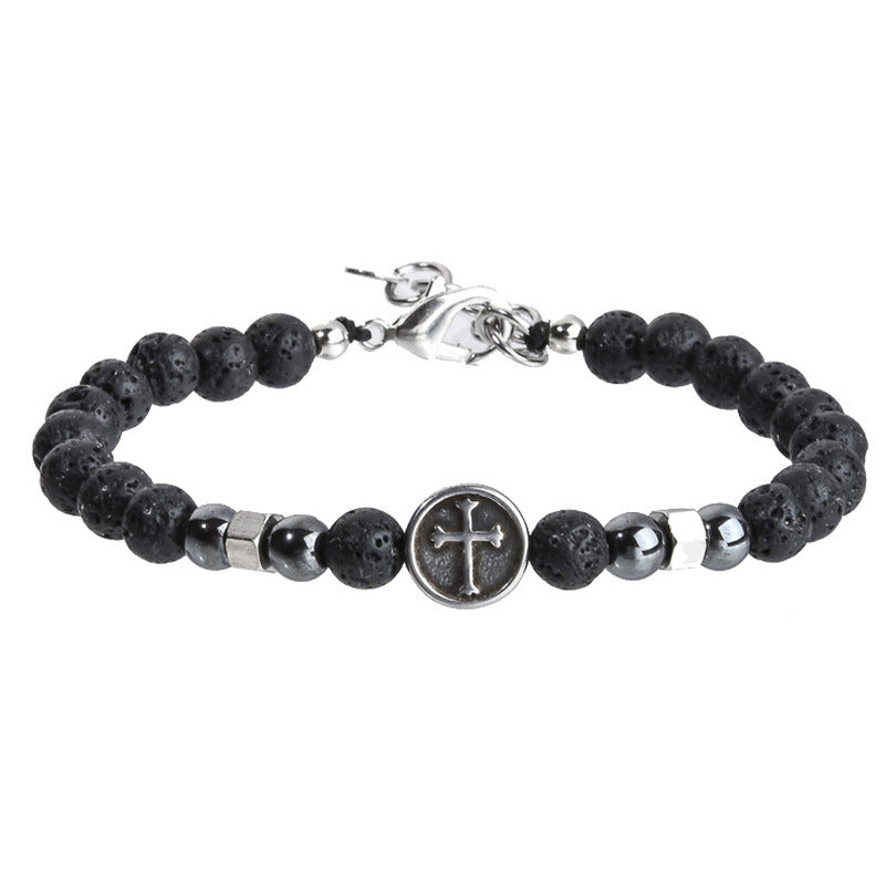 Stainless Steel Chain Copper Beads European and American Men's Bracelet Agate Crystal Tiger's Eye Beaded Jewelry Factory
